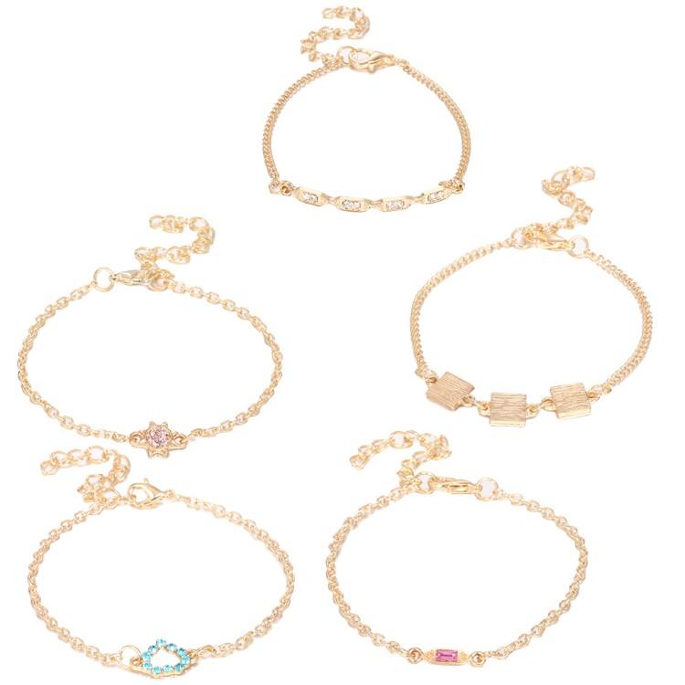 5 Piece Cute & Kitschy Pav'e Minimalist Bracelet Set - ALILY