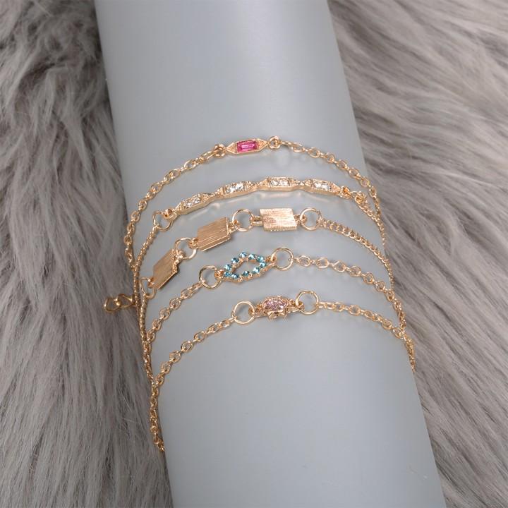 5 Piece Cute & Kitschy Pav'e Minimalist Bracelet Set - ALILY