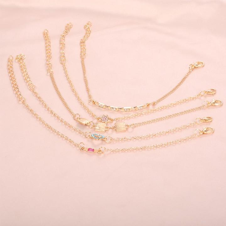 5 Piece Cute & Kitschy Pav'e Minimalist Bracelet Set - ALILY