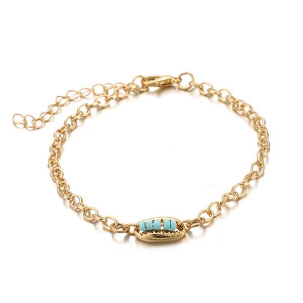 Turquoise Sea-Shell 3 Piece Bracelet Set in 14K Gold - ALILY