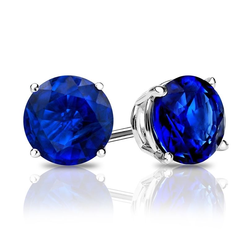 Iridescent Amethyst Gemstone 6mm Stud Earring 14K White Gold Plated - 1.00 CT
