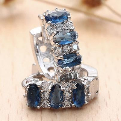 Simulated Gemstone Multi Gem Earrings in 18K White Gold (Multiple Options) - ALILY