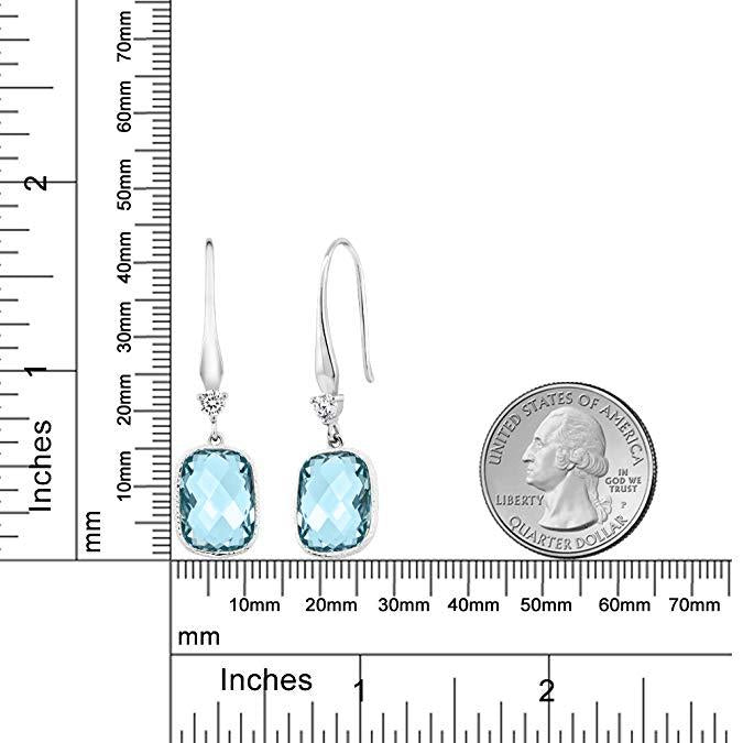 Blue Topaz Diamond Cut Drop Earringin 18K White Gold Plated, Earring, ALILY , ALILY jewelryjewelry deals, swarovski crystal jewelry, groupon jewelry,, jewelry for mom,
