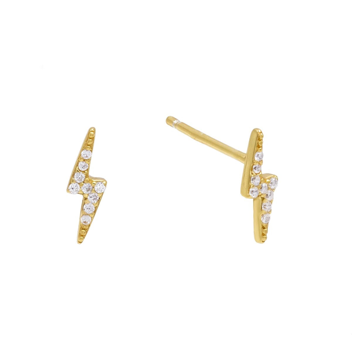 Mini Lighting Bolt Elements Studs in 14K Gold