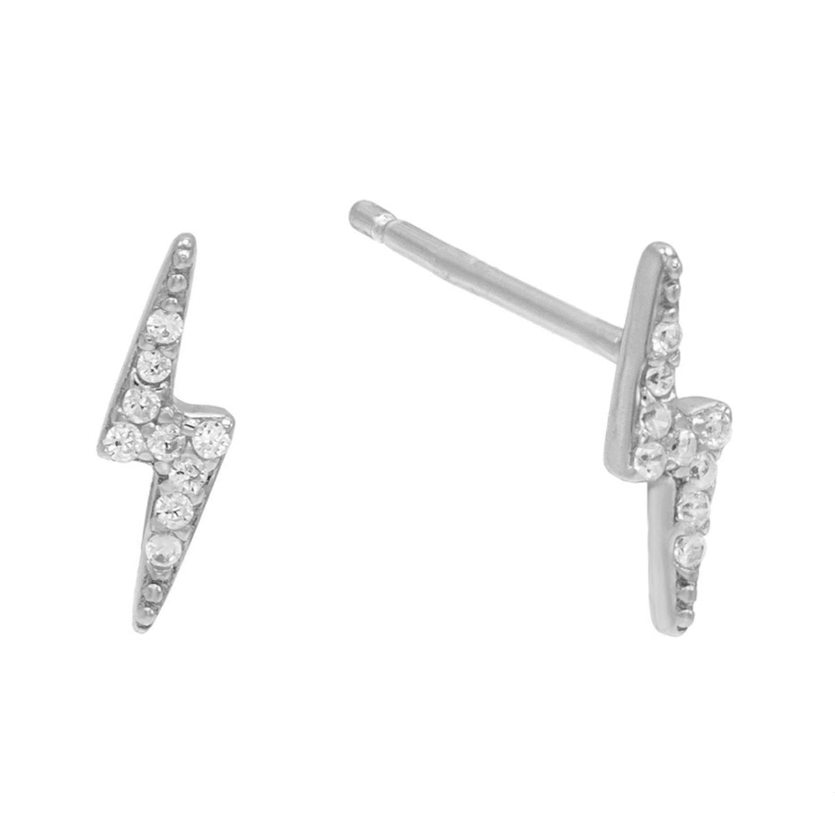 Mini Lighting Bolt Elements Studs in 14K White Gold