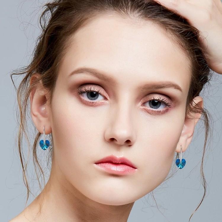 Blue  Elements Heart Shaped Drop Earrings in 14K White Gold