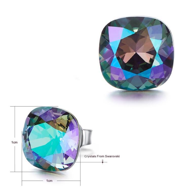 The Northern Lights Aurora B Changing Colors Stud 18K White Gold Plated - ALILY