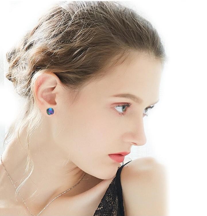 The Northern Lights Aurora B Changing Colors Stud 18K White Gold Plated - ALILY