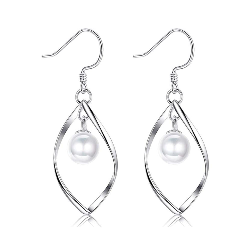 Freshwater Pearl Dangle Earrings in 18K White Gold Plated, , ALILY , ALILY jewelryjewelry deals, swarovski crystal jewelry, groupon jewelry,, jewelry for mom,