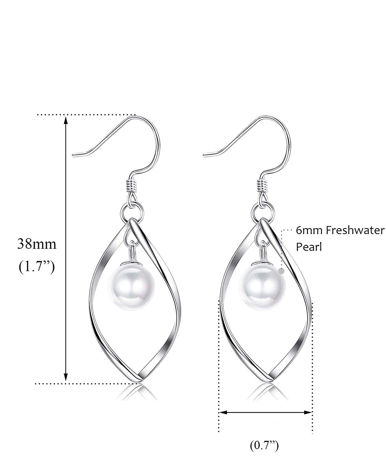 Freshwater Pearl Dangle Earrings in 18K White Gold Plated, , ALILY , ALILY jewelryjewelry deals, swarovski crystal jewelry, groupon jewelry,, jewelry for mom,