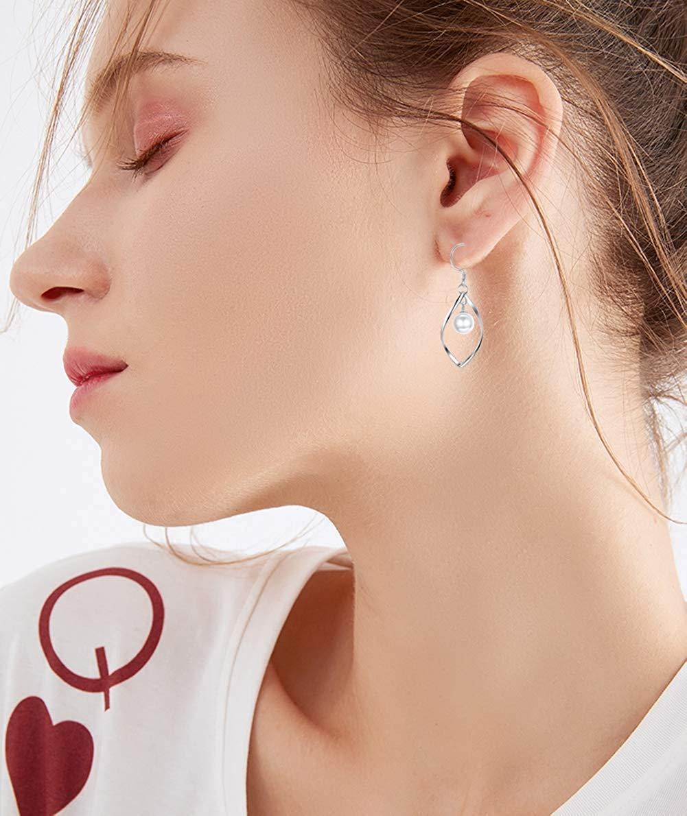 Freshwater Pearl Dangle Earrings in 18K White Gold Plated, , ALILY , ALILY jewelryjewelry deals, swarovski crystal jewelry, groupon jewelry,, jewelry for mom,
