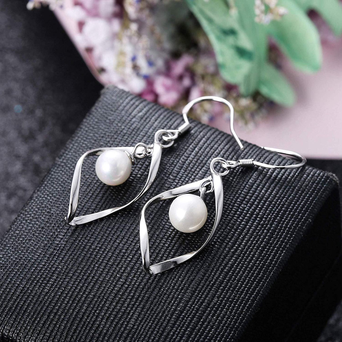 Freshwater Pearl Dangle Earrings in 18K White Gold Plated, , ALILY , ALILY jewelryjewelry deals, swarovski crystal jewelry, groupon jewelry,, jewelry for mom,