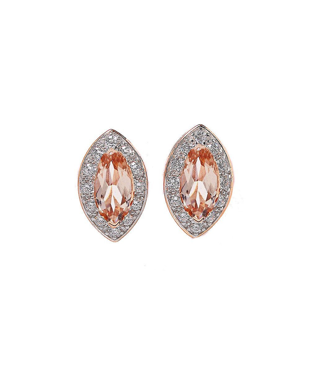 1.00 CT Morganite Marquise Cut Stud Earring in 18K Rose Gold Plated - ALILY
