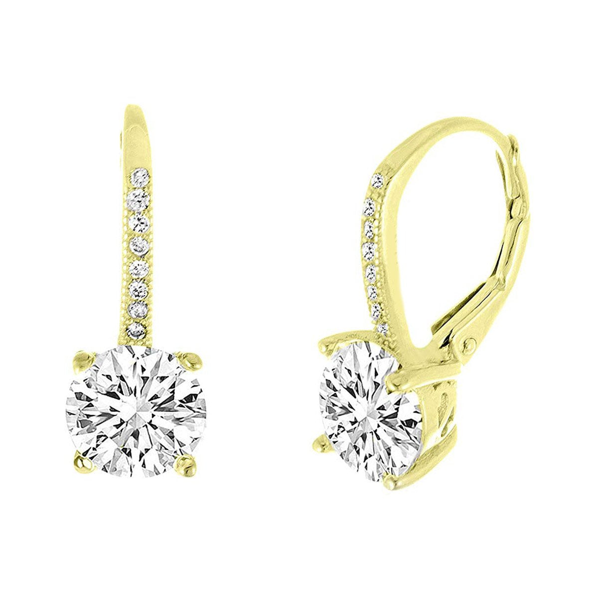 Pave Leverback Earrings in 18K Gold with Elements by Golden NYC ( 3 Colors)