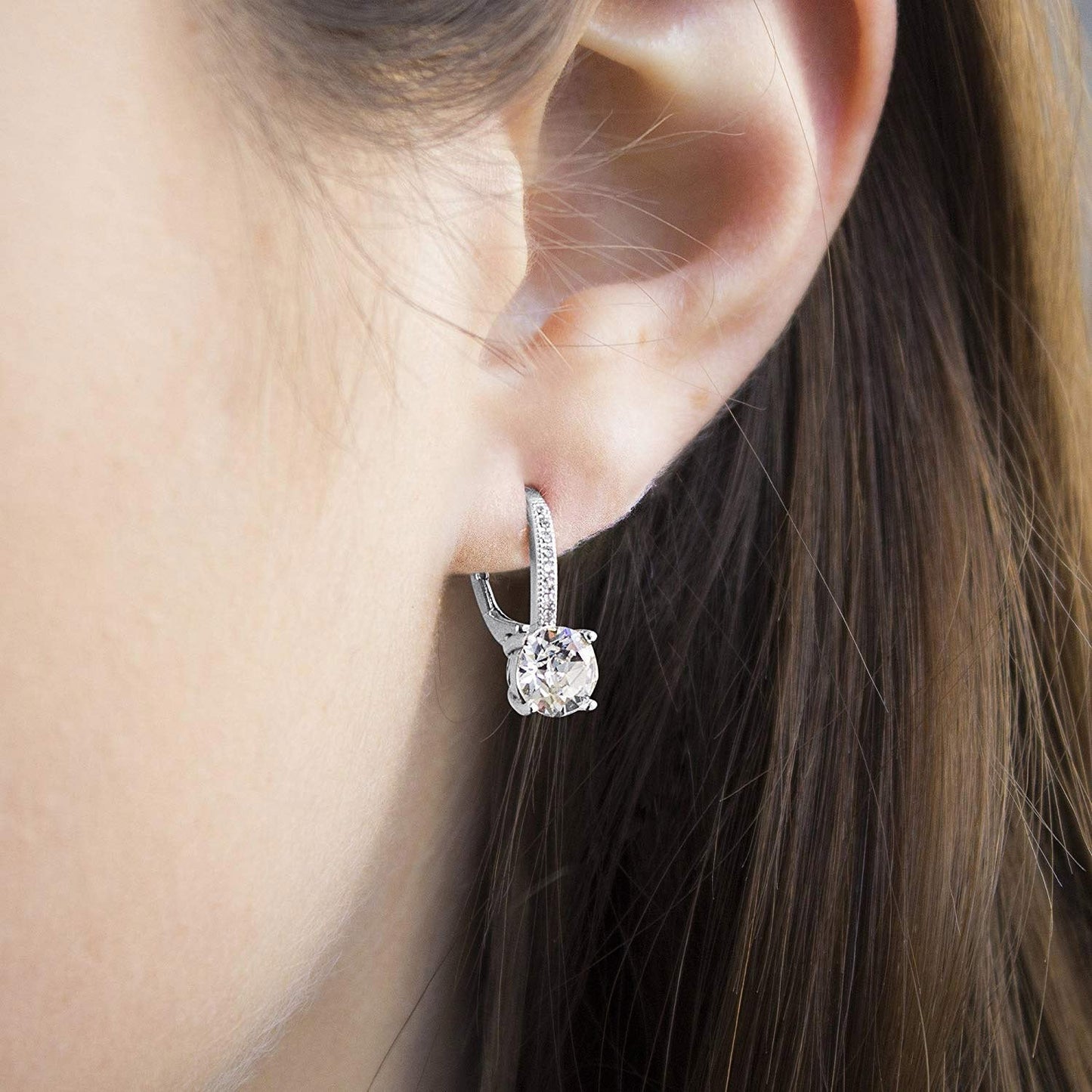 Pave Leverback Earrings in 18K Gold with Elements by Golden NYC ( 3 Colors)