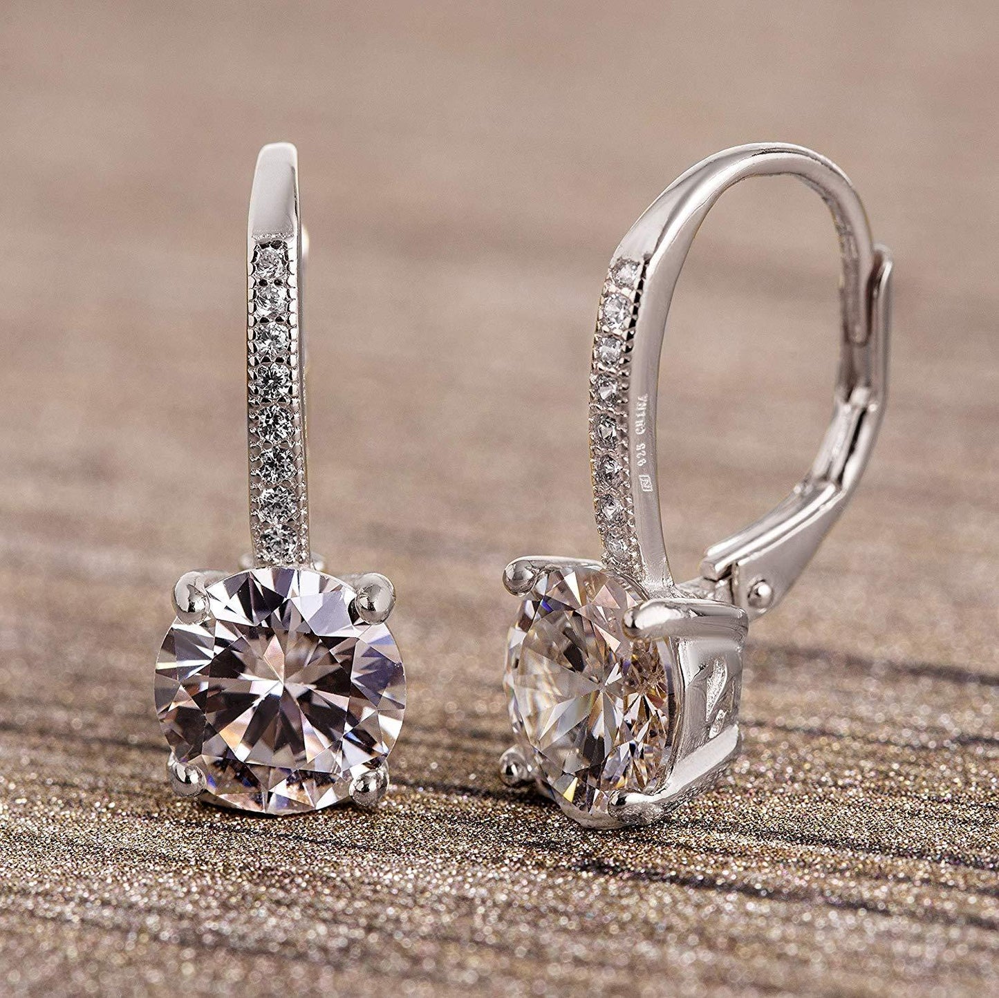 Pave Leverback Earrings in 18K Gold with Elements by Golden NYC ( 3 Colors)