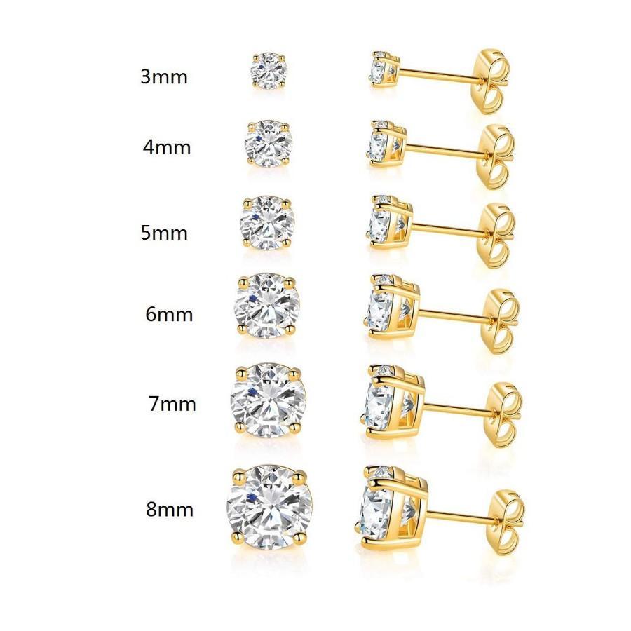 6 Piece Graduating Classic Elements Studs in 14K Gold Plated
