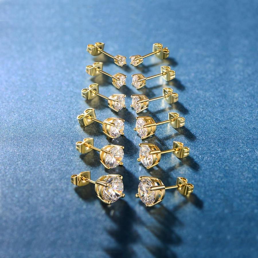 6 Piece Graduating Classic Elements Studs in 14K Gold Plated