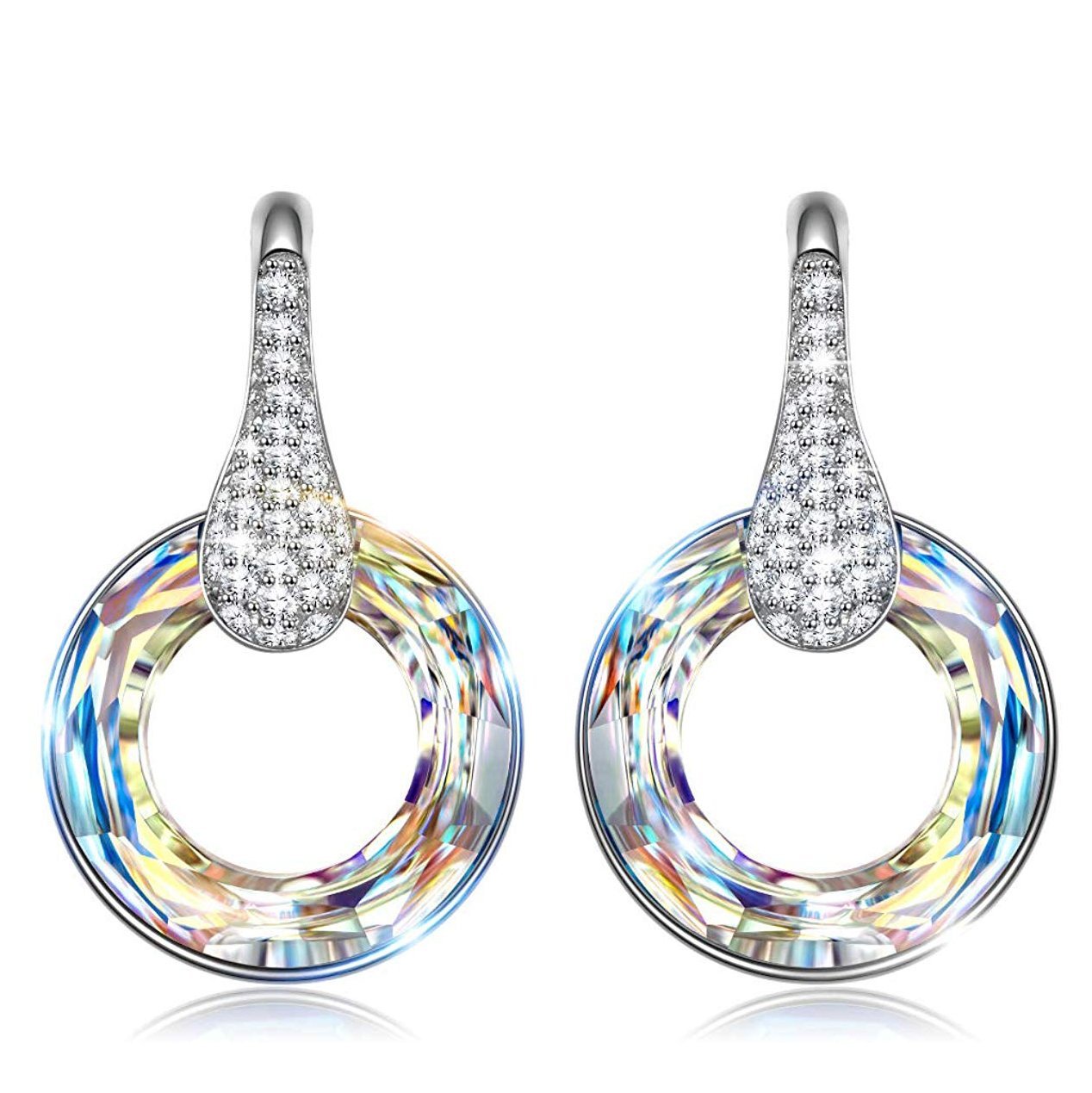 Aurora Borilles Round Stone Pave Drop Earring - ALILY