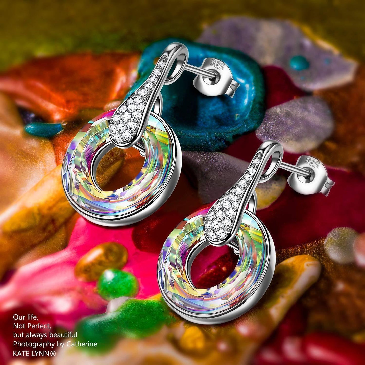 Aurora Borilles Round Stone Pave Drop Earring - ALILY