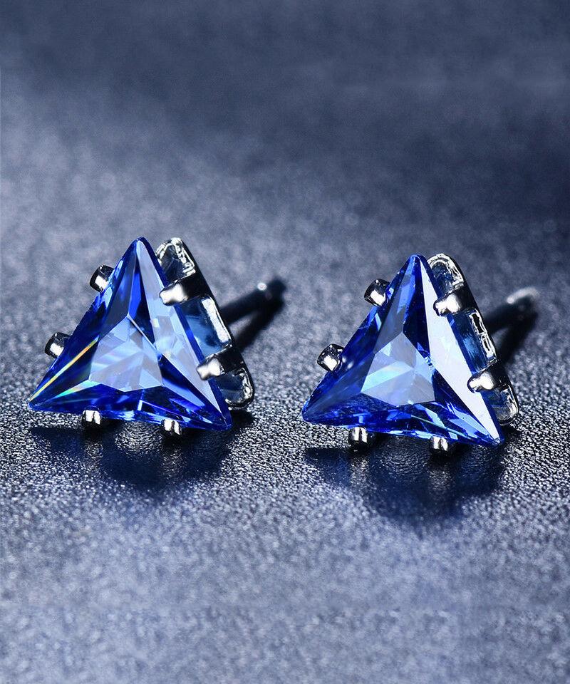 5 Piece Assorted Earring Set made With Crystals with Luxe Box - Sapphire