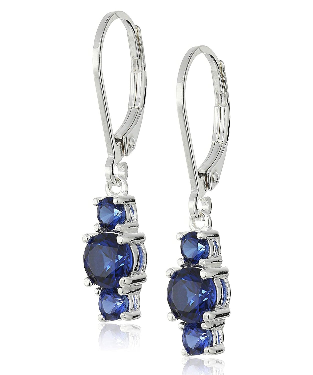 5 Piece Assorted Earring Set made With Crystals with Luxe Box - Sapphire