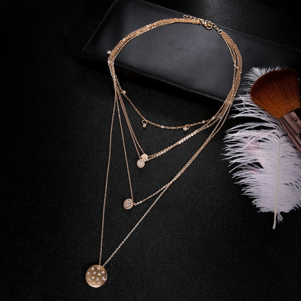 Dangling Multi-Layered Elements Pa've Discs Necklace