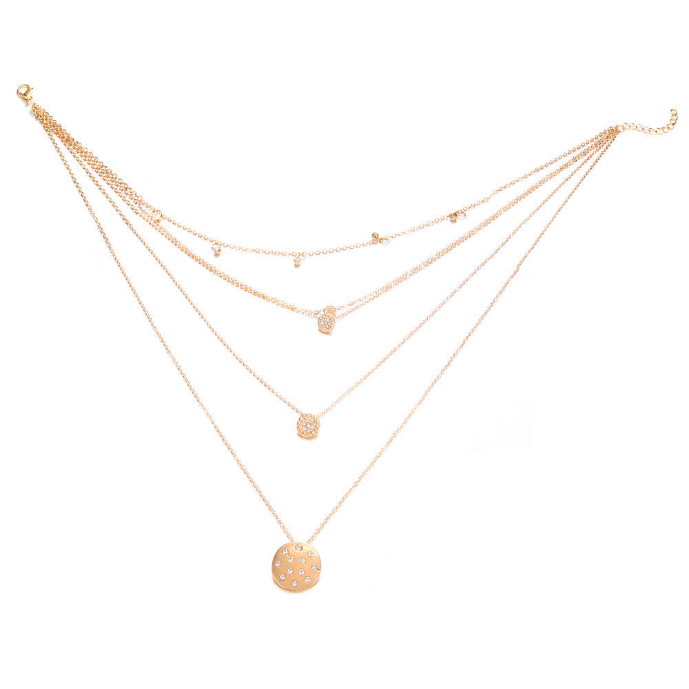 Dangling Multi-Layered Elements Pa've Discs Necklace
