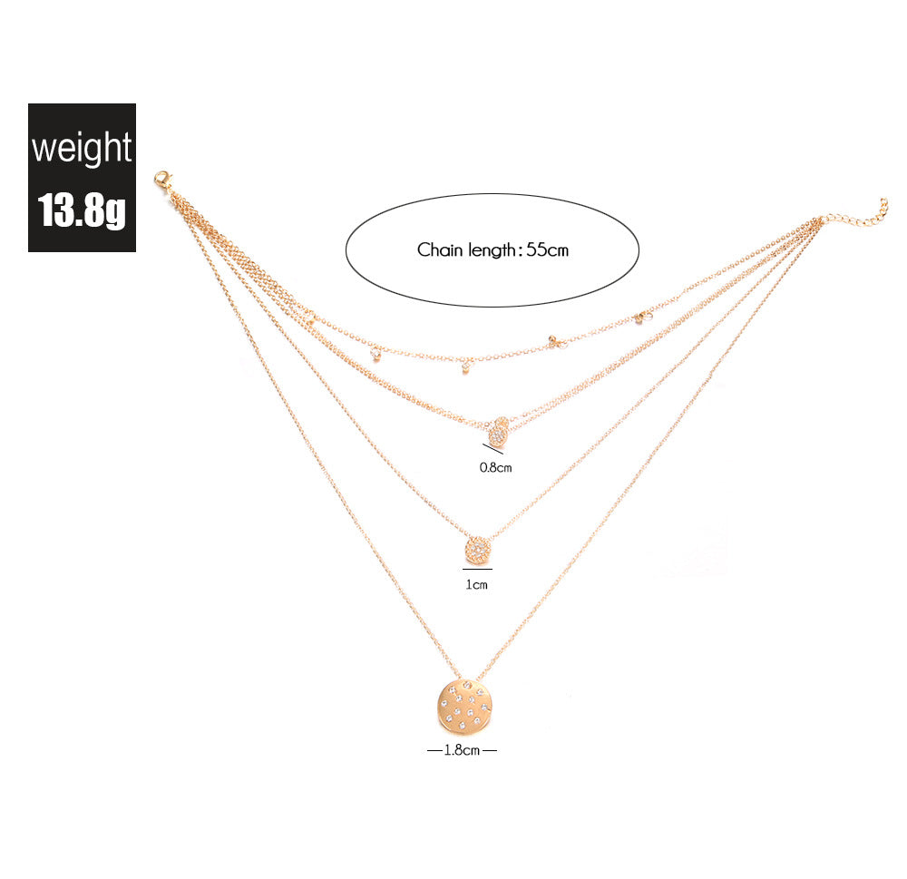 Dangling Multi-Layered Elements Pa've Discs Necklace