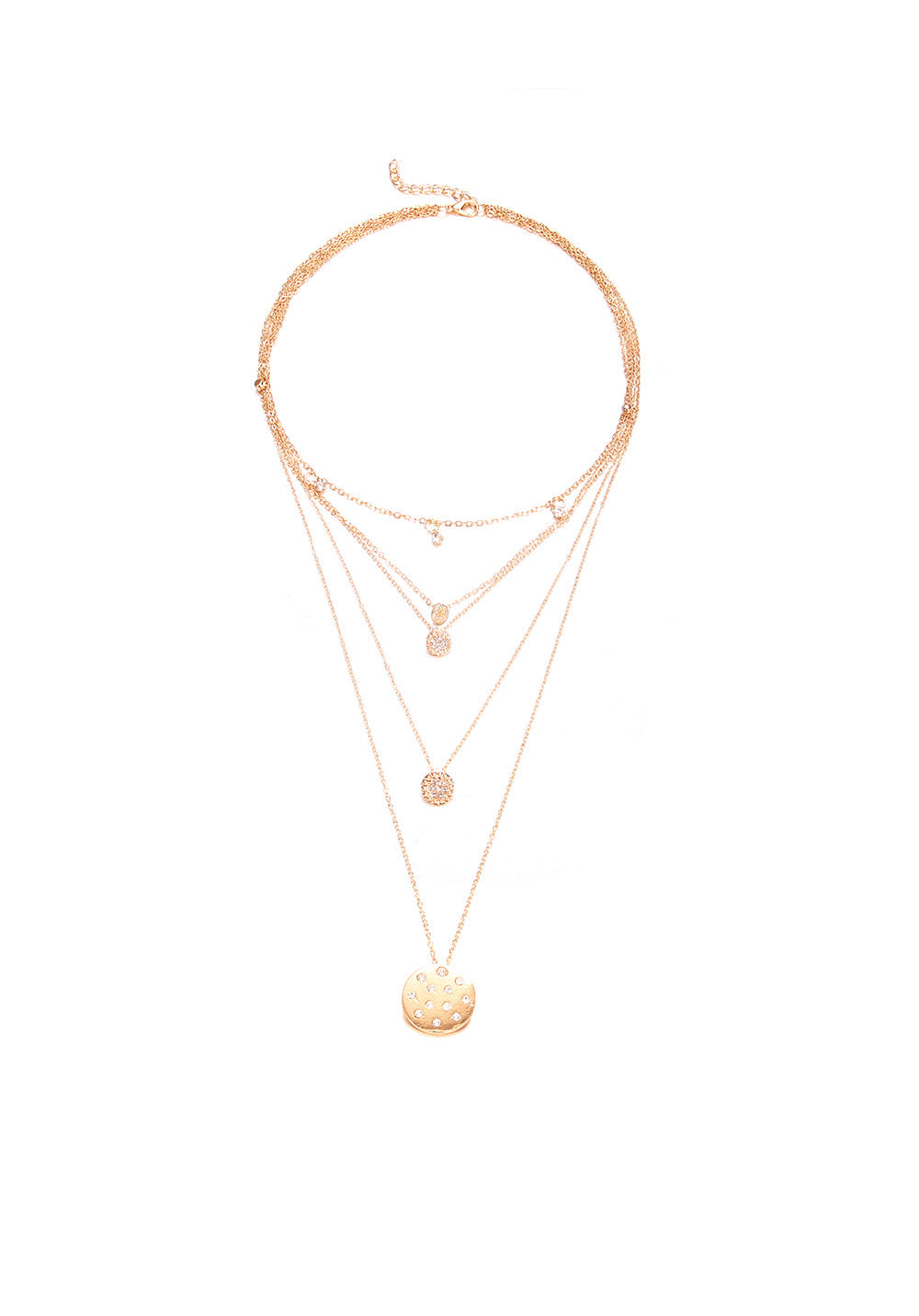 Dangling Multi-Layered Elements Pa've Discs Necklace