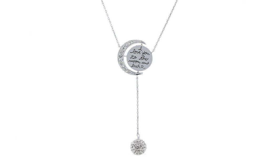 Engraved To The Moon And Back Y Necklace, Necklaces, ALILY , ALILY jewelryjewelry deals, swarovski crystal jewelry, groupon jewelry,, jewelry for mom,