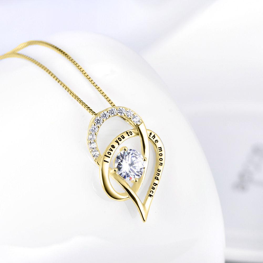 Love you to The Moon & Back Necklace Made with Austrian Elements in 18K Gold Plating - ALILY
