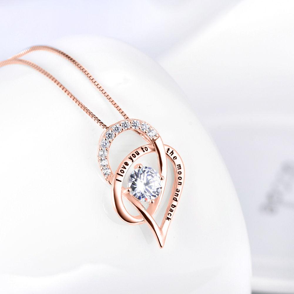 Love you to The Moon & Back Necklace Made with Austrian Elements in 18K Gold Plating - ALILY