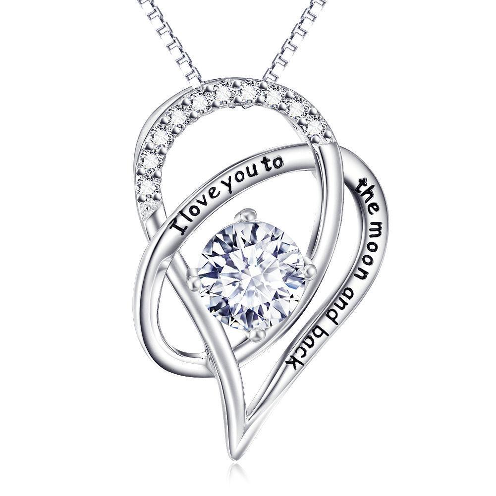 Love you to The Moon & Back Necklace Made with Austrian Elements in 18K Gold Plating - ALILY