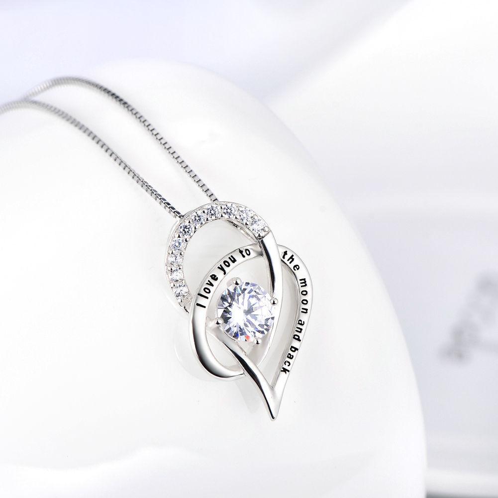 Love you to The Moon & Back Necklace Made with Austrian Elements in 18K Gold Plating - ALILY