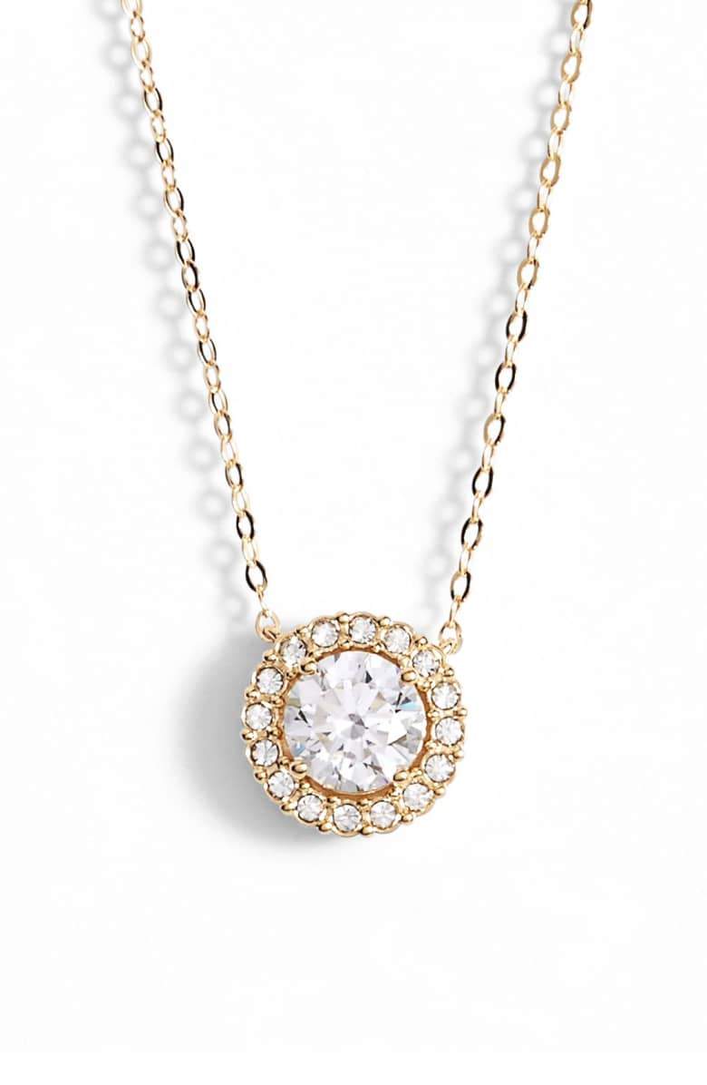 1.00 CT Swarovski Crystal Halo Disc Necklace 18" - 18K Gold Plated, Necklace, ALILY , ALILY jewelryjewelry deals, swarovski crystal jewelry, groupon jewelry,, jewelry for mom,