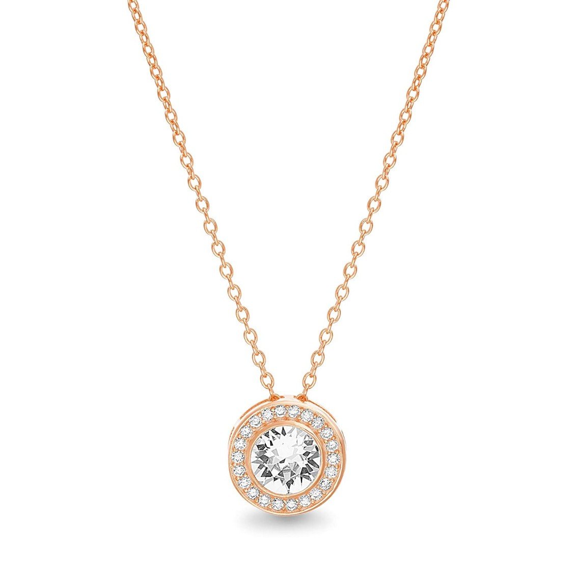 ALILY Round Halo Necklace Made with Crystals in 18K Gold Plated