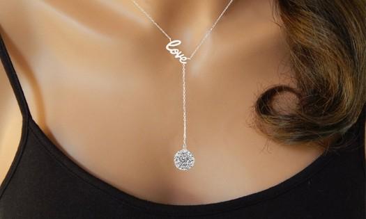 Silver Love Y Necklace Made with Swarovski Elements - ALILY www..com fashion jewelry for women