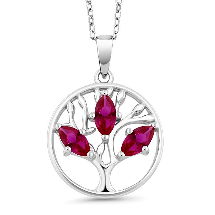 Iridescent Tree of Life Amethyst Crystal Disc Pendant Necklace in 14K White Gold Plating