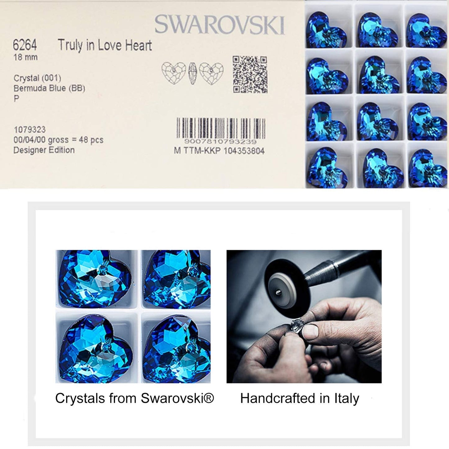 I LOVE YOU FOREVER Blue Crystal Heart Necklace & Gift Box in 18K White Gold Plated