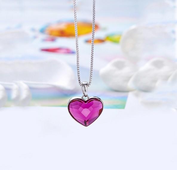 Pink Elements Heart Shaped Necklace in 14K White Gold