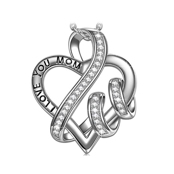 White Elements Pav'e Intertwined Heart Shaped Necklace