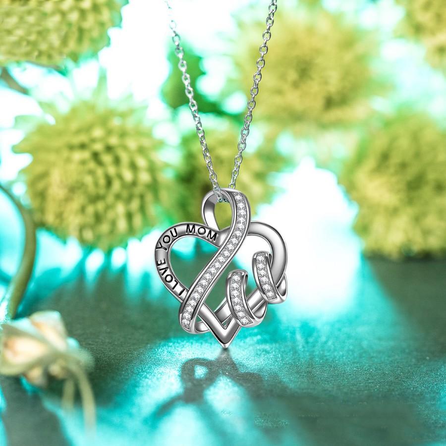White Elements Pav'e Intertwined Heart Shaped Necklace