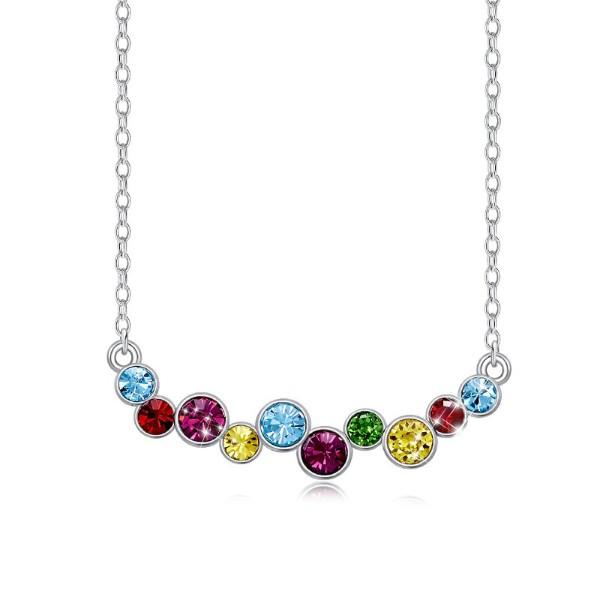 Rainbow Cluster Multi Statement Necklace in 14K White Gold