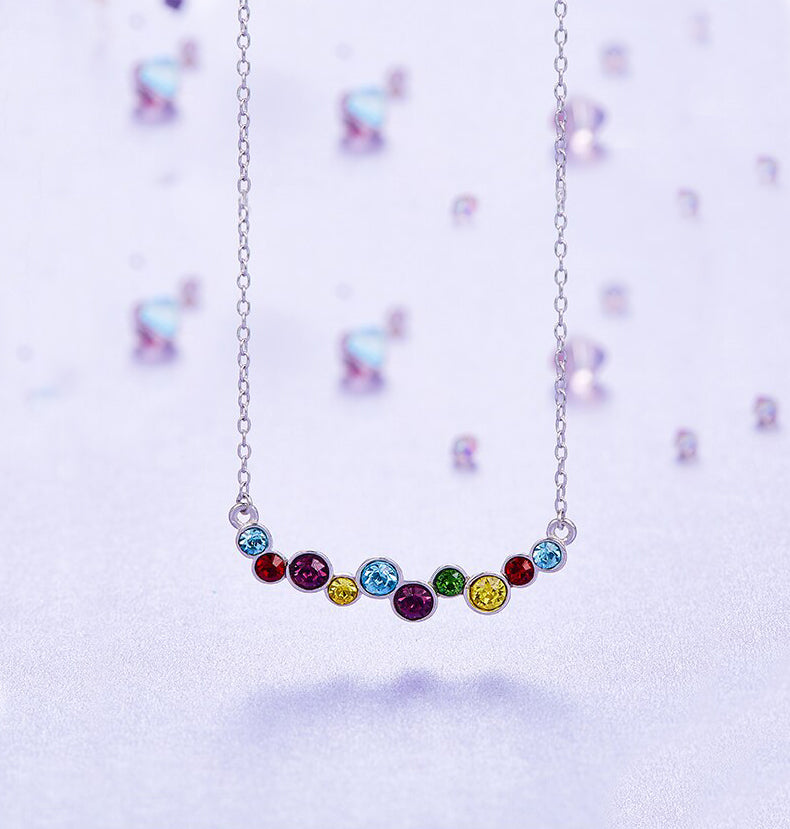 Rainbow of Love Necklace in Rhodium Plating