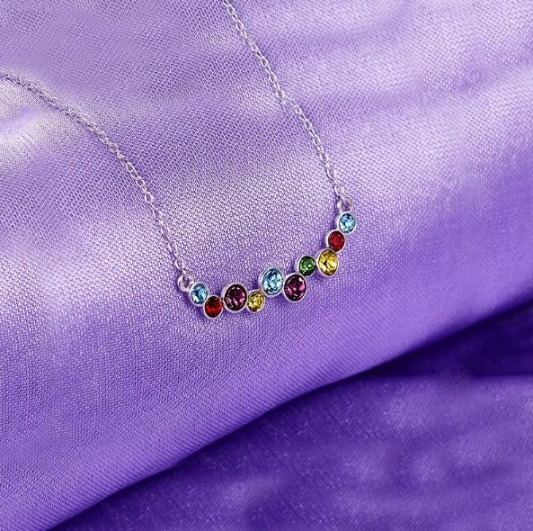 Rainbow Cluster Multi Statement Necklace in 14K White Gold