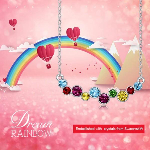 Rainbow Cluster Multi Statement Necklace in 14K White Gold
