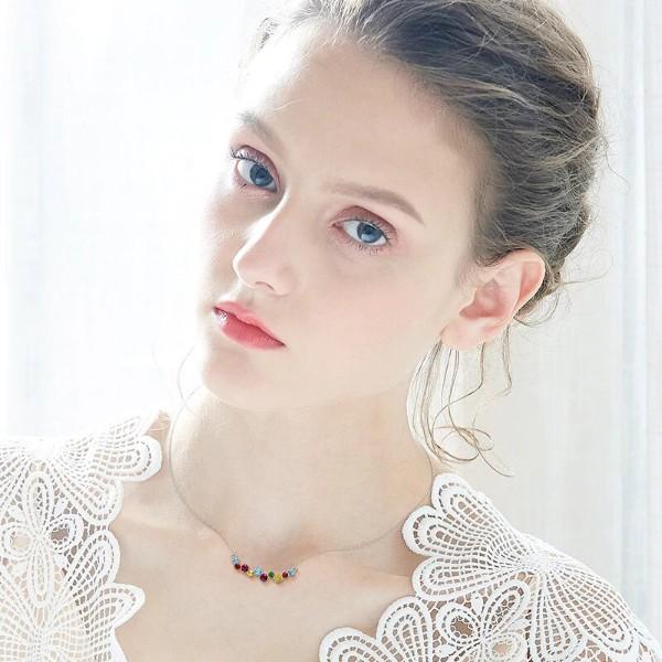 Rainbow Cluster Multi Statement Necklace in 14K White Gold