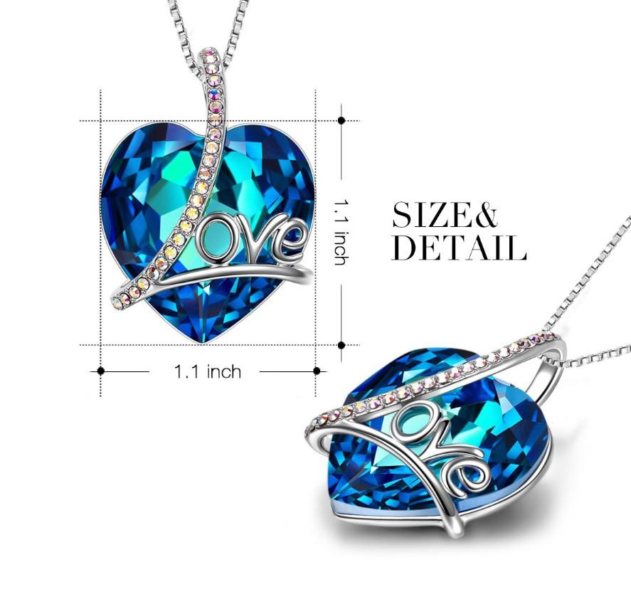 Bermuda Blue Heart Shaped Elements Lining Necklace