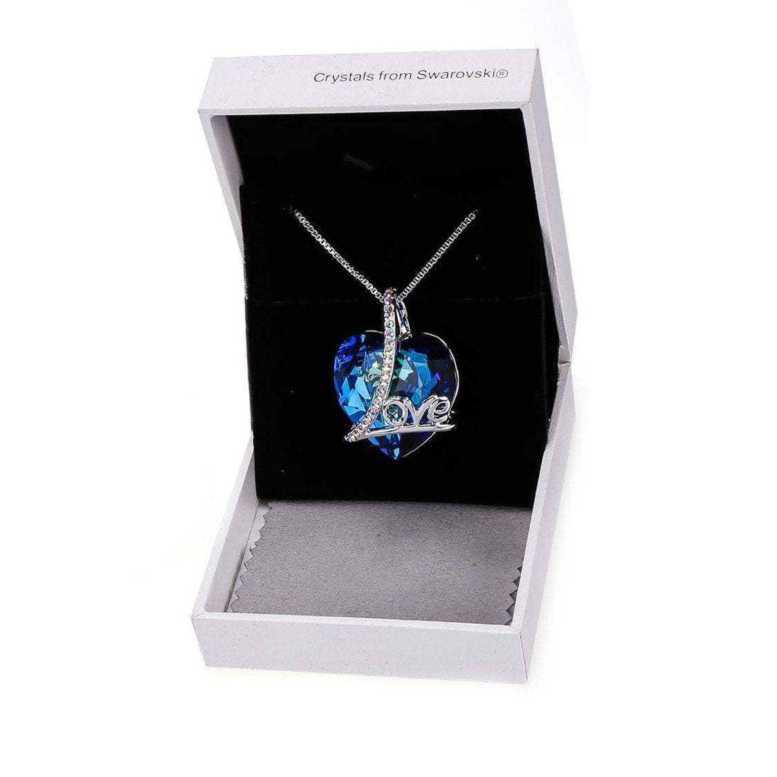 Bermuda Blue Heart Shaped Elements Lining Necklace